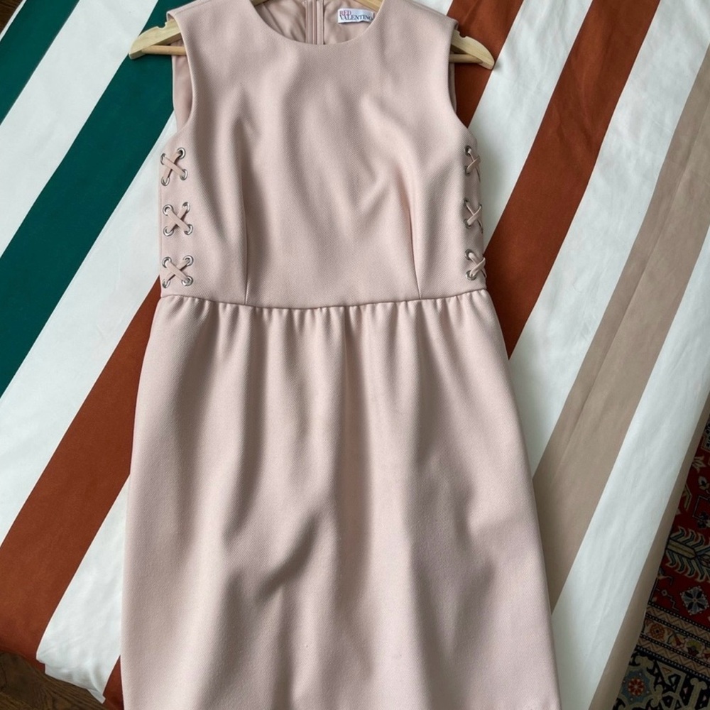 RED Valentino Beige Midi Dress with Lace-Up Sides - Picture 5 of 5